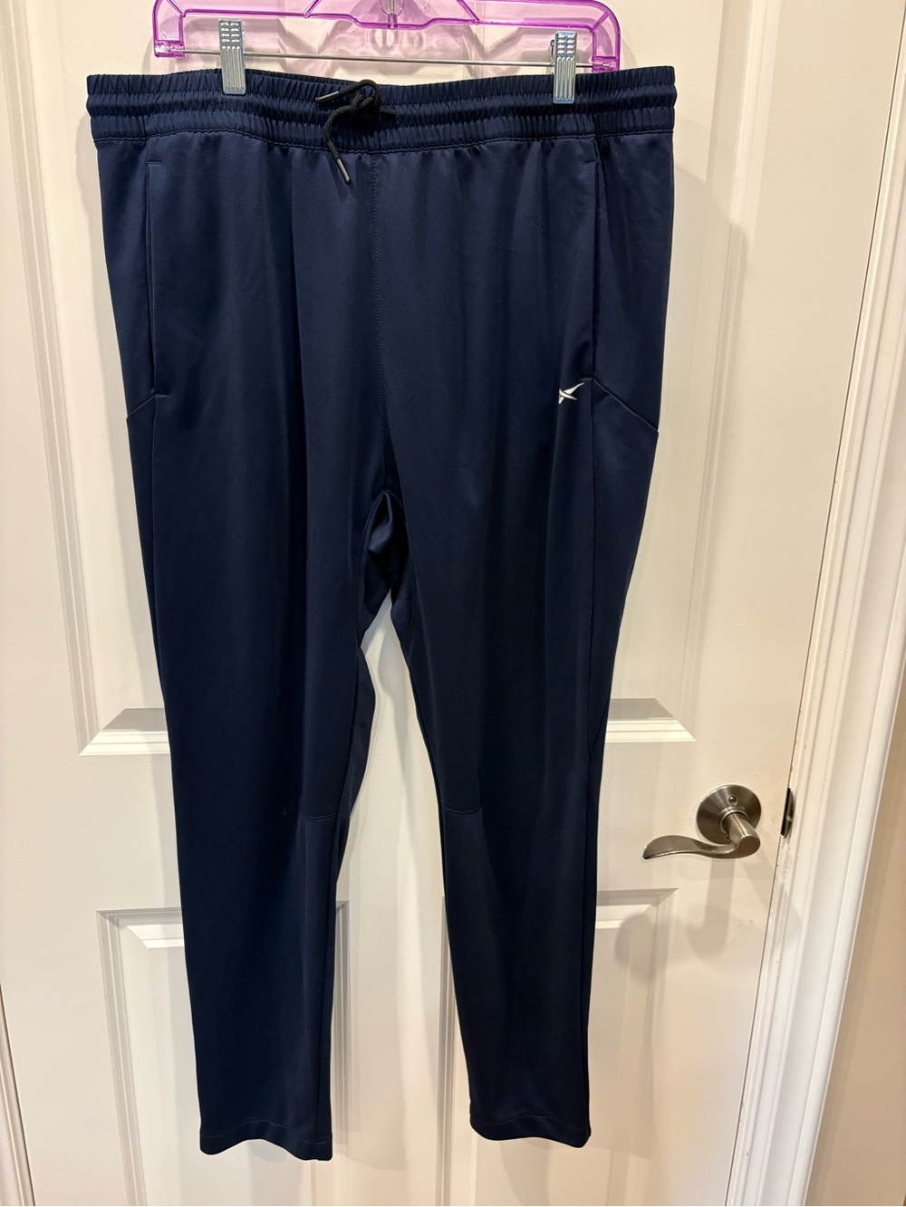 Men’s SZ XL Reebok Navy Men's Track Joggers with Drawstring and Ankle Zippers